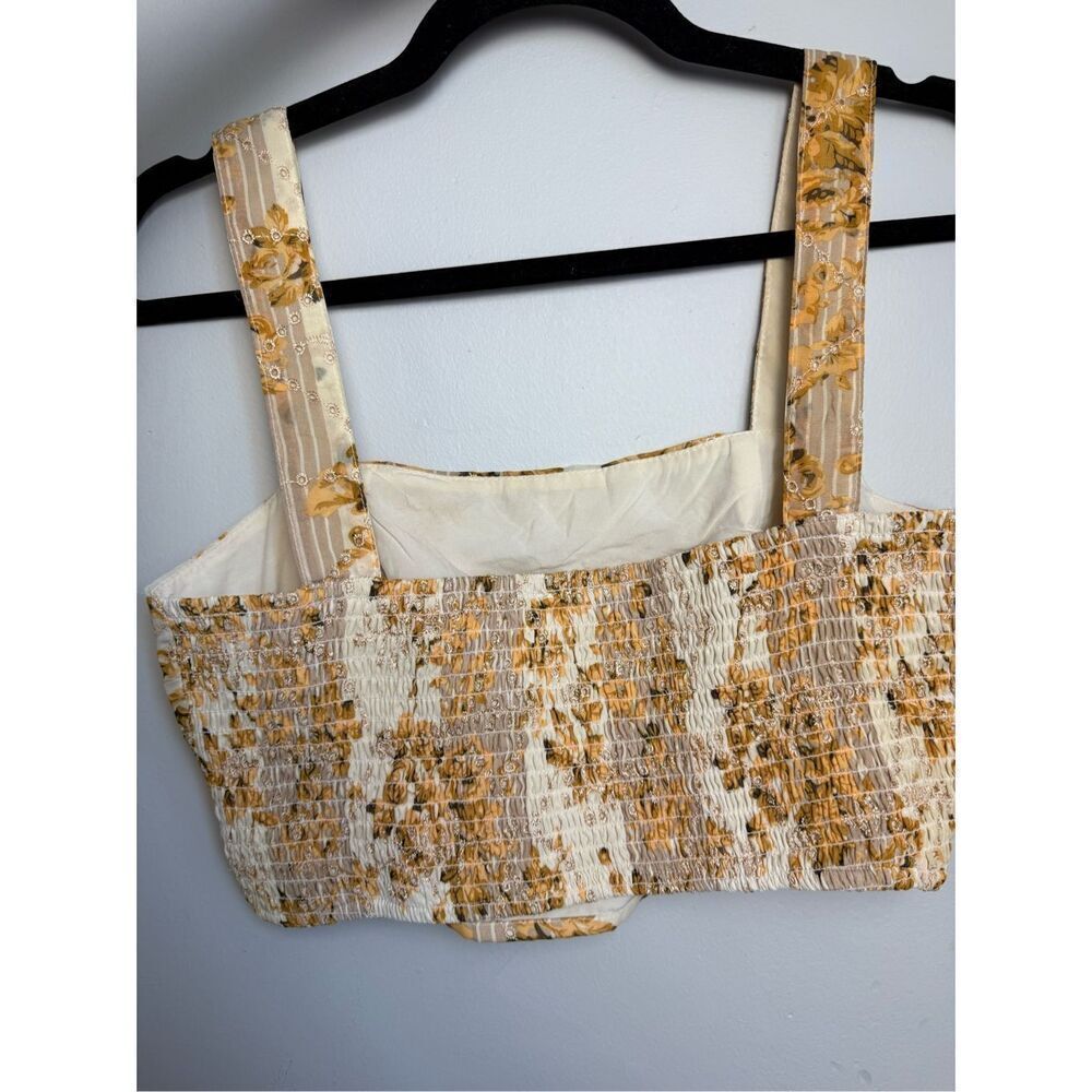 12th Tribe Versailles yellow floral cropped tank Medium - Picture 5 of 8